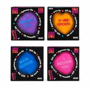 Schylling NeeDoh Squeeze Heart Sensory Fidget Toy Assorted Colors (Pack of 4)